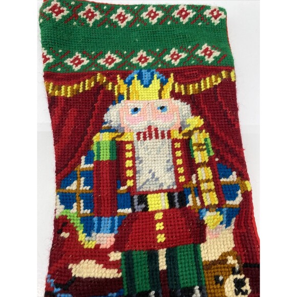 Vintage Christmas Stocking Embroidered Toy Soldier Nutcracker Unbranded Holiday - Picture 6 of 15